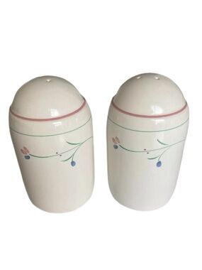 Vintage SALT AND PEPPER SHAKERS White Delicate Floral Ceramic Shabby Chic Japan